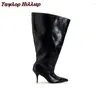 Boots 2024 Solid Color Wide Wide Sleeve Over-the-Knee مدبب أخمص القدمين Sexy Four Seasons All-Match Catwalk Fashion 45