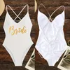 Women's Swimwear Hen Bachelor Party Woman One Piece Swimsuit Bride Team Diamond Sexy Pad Swimsuits Girl Summer Bathing Suit Micro Bikini