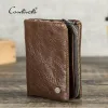 Wallets Contatc's New Short Wallet Men Genuine Leather Rfid Bifold Wallet with Credit Card Holder Zipper Male Coin Purse Small