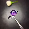 Solitaire Ring Cring Natural Amethyst Ring 925 Серебро.