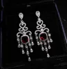 Stud Pigeon Blood Ruby Big Drop Earrings Women Hyperbole Crystal Cubic Silver Color Jewelry Vintage Aretes Fine Wedding PartyStud 5650412