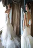 Backless Mermaid 2018 Wedding Dresses Pears Sheer Neck Lace Applique Trumpule 신부 가운 소매 비밀 스위프 트레인 Naama anat anat weddin484569