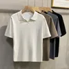 Mens Casual Light Luxury Knitted Polo Shirt Leisure Solid Color VNeck Short Sleeve TShirt for Men Breathable Fashion Knitwear 240416
