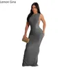 Abiti casual Lemon Gina Donne aperte Open Side O-Neck BodyCon Midi Maxi Abito 2024 Sexy Party Club Long Vestidos