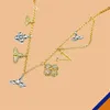 Necklace Pendant Chain Designer V Luxury Jewelry Bijoux 18k Collarbone Zircon Monogram Letters Gold Brass New Fashion High Quality Womens Mens Free Shipping