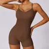 Aktiva uppsättningar fitness sömlösa bodysuit kvinnor rygglösa yoga jumpsuit shorts kostym