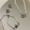 Fashion Pearl Cabecillo Romántico Cabello Cabello Cristal Planeta Collares colgantes para mujeres Regalos de joyas para niñas E670