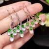 Boucles d'oreilles en peluche verte de gemmes vertes fraîches pendantes pour femmes bijoux avec argent naturel net gemm présent vendant un style cadeau