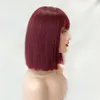 human curly wigs Mechanized synthetic fiber wig headband with neat bangs and short straight hair Bob wigs