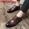 Chaussures décontractées Brogue Men Fashion Fashion Business Men's Cuir Oxford For Brown Robe Elegant Handmade Footwear