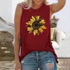 Summer Sunfwowers 3d Imprimer Vest Femmes Vintage Streetwear Femme Off épaule débardeur