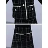 Werkjurken 2024 Spring herfst dames tweedelige mode losse oversized 5xl plaid jas rok vrouwelijk pak