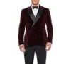 Bourgogne Velvet Evening Party Men Suits For Wedding Tuxedo Double Breasted Black Peaked Lapel Blazer Two Piece Wedding Groomsmen T3388924