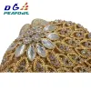 Bags DG PEAFOWL Wedding Clutches With Long Chain Women Clutch Bags Hollow Out Crystal Evening Bag Golden Party Purse Ladies