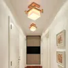 Taklampor Amerikanska minimalistiska ljuskronor Creative Solid Wood Glass Lamp Corridor Entrance Hall Lamps Balkong Stappa LED -fixturer