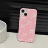 携帯電話のケース韓国のかわいいホットピンクの弓道3Dパールソフトシリコーン電話ケースiPhone 15 14 13 12 Pro Max 11素敵な弓光沢バックカバーJ240418