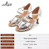 Chaussures de danse Ladingwu marque Pu Silver Women's Ballroom Latin Salsa Zapatos Baile Mujer Latino talon 6 / 7.5 / 8,3 cm