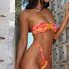 Costumi da bagno femminile da donna set bikini tipo tintura tintura tubo senza spalline top barete basse battute da bagno da bagno a 2 pezzi Brasiliana Beach