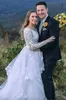 Tulle Romantic Lace Wedding Dresses Sheer A Line Long Sleesves Appliques V Neck Bridal Gowns Plus Size Robes De Mariage