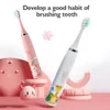 Barn Elektrisk tandborste med byt ut penselhuvuden Kids Cartoon Tandborste Ultrasonic Sonic Electric Tooth Brush Huvud 240419