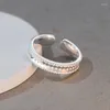 Klusterringar chic enkel skiva öppen justerbar ring kvinnors 925 sterling silver geometriska utsökt mode punk smycken fest gåva