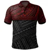 Men's Polos Polysian Tribal Pattern Polo Camisa Polo para homens Impressão 3D Mangas curtas T-shirt Botão de verão Hawaiian Street