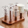 Kök förvaring Rosewood Cup Rack: Upp och ner dräneringshylla Dammsäkra kaffemugghållare Elegant och hållbart tillbehör "