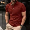 Men New Summer Short Sleeve Casual Pure Color Lapel Polo Shirt with Pocket . 240415
