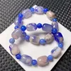 Bracelets de liaison Bracelet de perle de seau de fleur bleu naturel pour les femmes Men de guérison Consultes Perles de pierre Stone Gemstone Strands Bijoux 1PCS