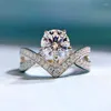 Cluster Rings Springlady 18k Gold Plated 925 Sterling Silver 1CT High Carbon Diamonds Gemstone Wedding Engagement Fine Jewelry Ring