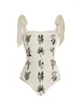 Dames badkleding vintage bikini inkt schilderij print fashion trend één stuk stijl ontwerper strand resort zwempak en cover-up