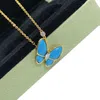 Luxe top fijne merk ketting voor vrouwen vlinder ketting dames nieuwe blauw glazuur 3d hanger mosang diamant high -versie