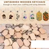 Keychains 110Pcs Blanks Wooden Keychain Unfinished Key Rings DIY Crafts Gift Accessories