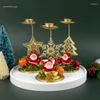 Candle Holders Santa Claus Candlestick Snowflake Star Christmas Ornament Gift Desktop For Table Decoration
