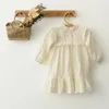 Meisjesjurken 0-6y Lace Princess Dress Solid White Baby Long Sleeve Peuter Infant Deskleding Kids Outfits