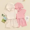 Vêtements ensembles d'été décontracté pour les filles pour les filles garçons vêtements enfants tenue de couleur solide t-shirts à manches courtes courts métrages 2pcs