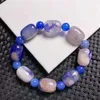 Bracelets de liaison Bracelet de perle de seau de fleur bleu naturel pour les femmes Men de guérison Consultes Perles de pierre Stone Gemstone Strands Bijoux 1PCS