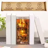 Decorative Figurines DIY Book Nook Kit 3D Wooden Puzzle Bookshelf Insert Decor With LED Light Mini Dollhouse Model Bookend Building