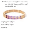 2024 Design Customized Name Enamel Bracelets For Women 2x8mm Gold Color Beaded Elastic Bangle Couple Bracelets 240323