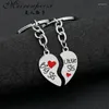 Nyckelringar säljer 2st/set Red Heart Pendant Big Sis Little Key Chain Ring Keychain Present till systervän