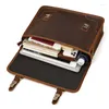 Briefcases Genuine Leather Men's Briefcase Fit 15.6" PC Laptop Bag Crazy Horse Business Handbag Messenger Work Tote Man