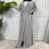 Vêtements ethniques Simple Open Abaya Dubai Kaftan Muslim Cardigan Abayas Robes pour femmes à lacets Kimono Robe Femme Caftan Turc Islamique