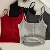 Women's Tanks Sleeveless Crop Top Women Camis Button Up Corset Summer Clothes 2024 Sexy Party Basic Spaghetti Strap Y2K Tank