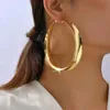 Altri semplici orecchini a cerchio geometrico in metallo lucido esagerati per donne feste di gioielleria di gioielleria AE086 240419