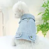 Hundkläder husdjur hund jeans jacka ljus blå borstning design denim kappa väst katt valp vår/höstkläder