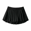 Zoki Sexy Women Preated Skirts High Waist Summer Vintage Mini Skirts 한국 테니스 학생 흰색 디자인 댄스 스커트 240419