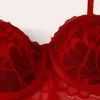 Bras define o conjunto de lingerie de renda sexy estampado floral