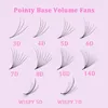 Falska ögonfransar 3D-20D 1000 fans Lossa fläktfransar Eyelash Extensions Thin Pointy Base Premade Lash Medium Stem Sharp Russian Volume