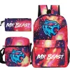 Sacs 3pcs Mr Beast Sac à dos Lighing Cat Gaming Casual Apouner Spold Knaps En entourant les adolescents jeunes Back to School Sac