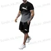 Herren-Trailsuiten Neue Kleidung Sommersportanzug für Männer komfortable atmungsaktive Mesh Running Sets Tracksuit T-Shirt+Shorts Zweiteiler T240419